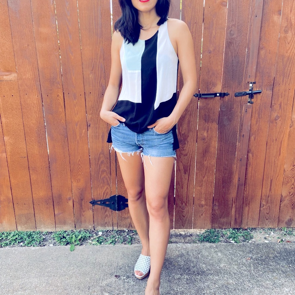 Silk black white modern tank top